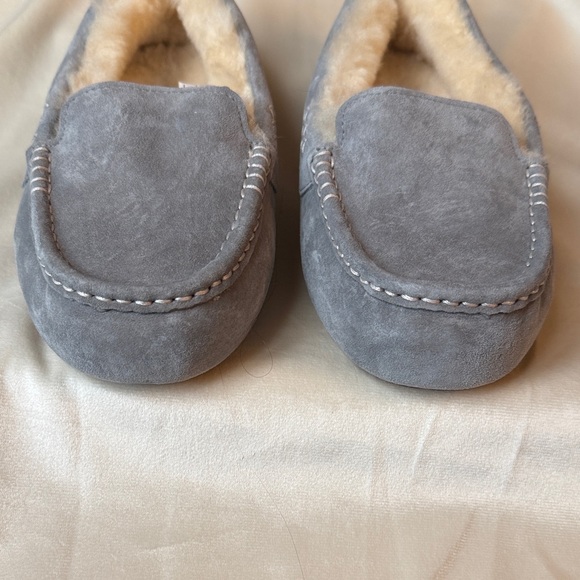 UGG Women’s Ansley Light Grey Suede & Sheepskin Slippers/Loafers - Picture 6 of 16